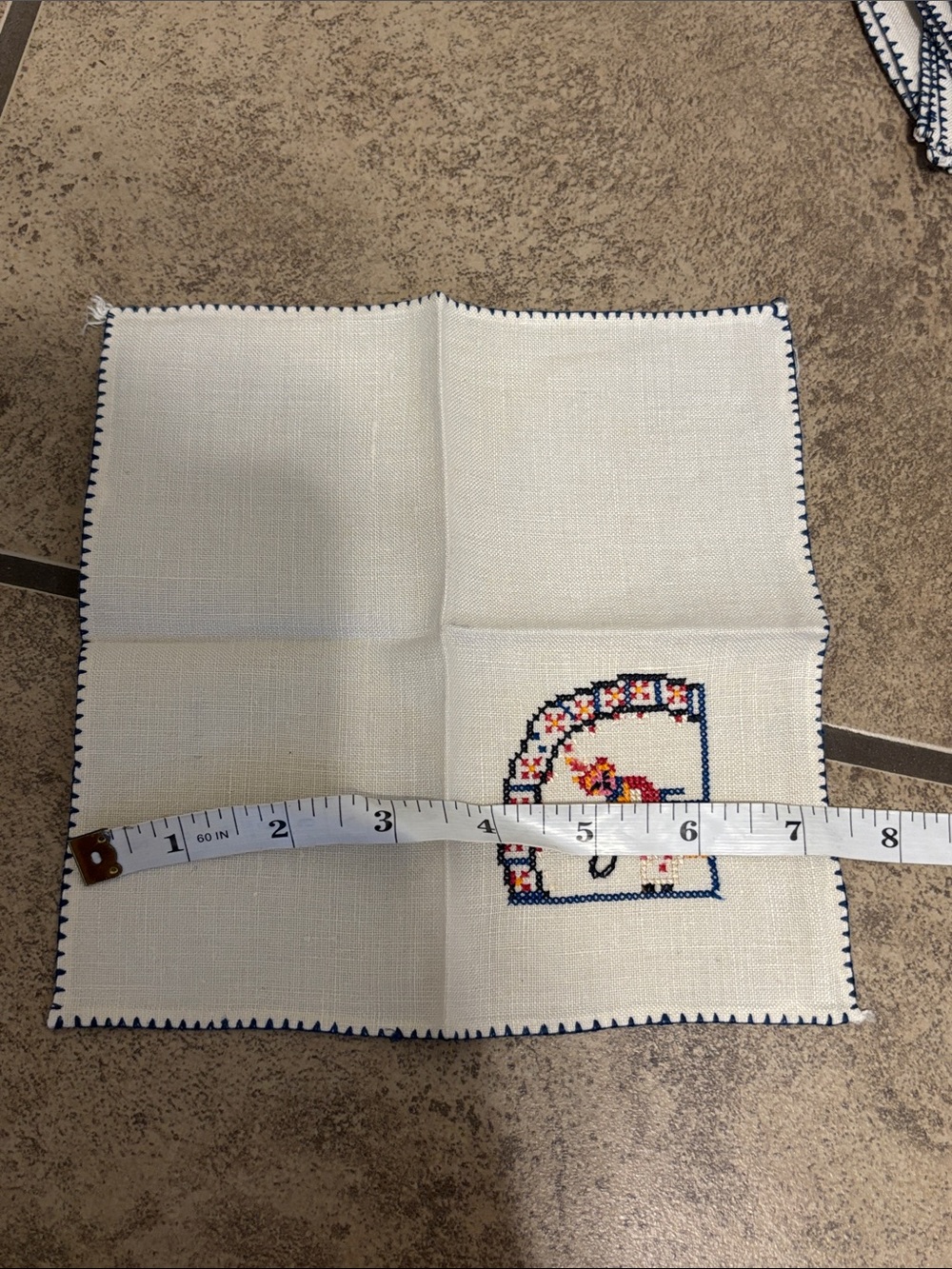 Bundle of six embroidered square handkerchiefs - Picture 3 of 3